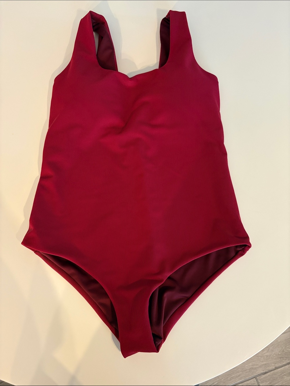 Classic One-Piece Swimsuit in Deep Berry Red